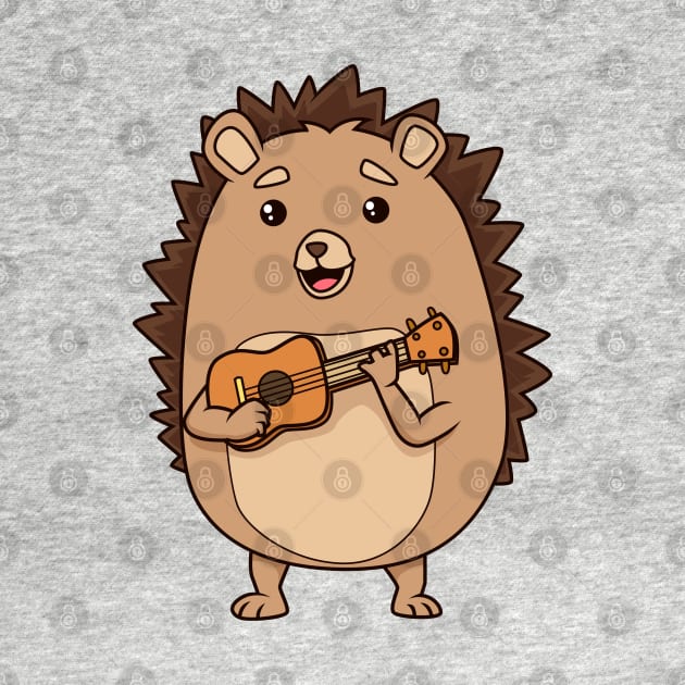 Cartoon hedgehog playing ukulele by Modern Medieval Design